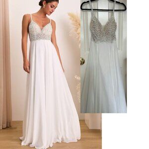 Lulus | Dresses | Lulus Luxe Bridal True Love White Beaded Rhinestone Maxi  Dress Wedding Xs New | Poshmark